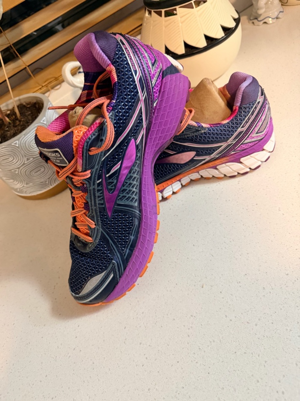Brooks Adrenaline GTS Running Shoes Women Size11 B Navy Purple Orange Athletic